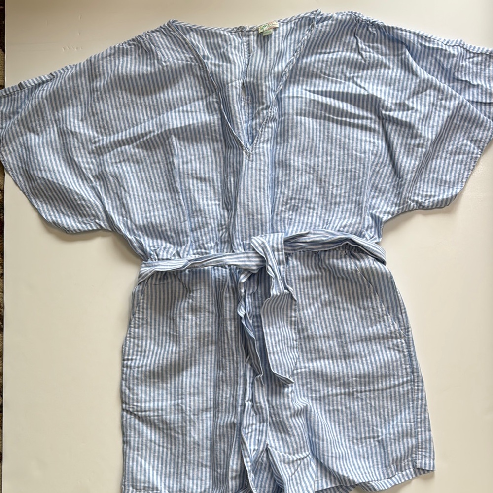 J. Crew Blue and White Striped Swimsuit Cover Up